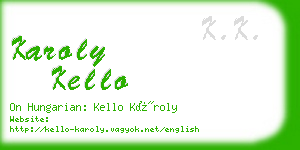 karoly kello business card